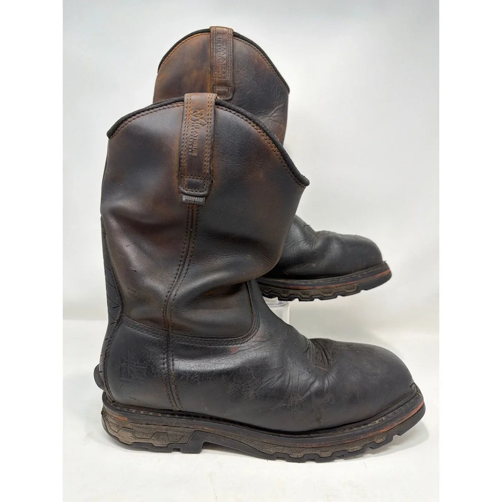 Timberland PRO Men Waterproof Pull On Work Boots Brown Leather Size 9.5W‎